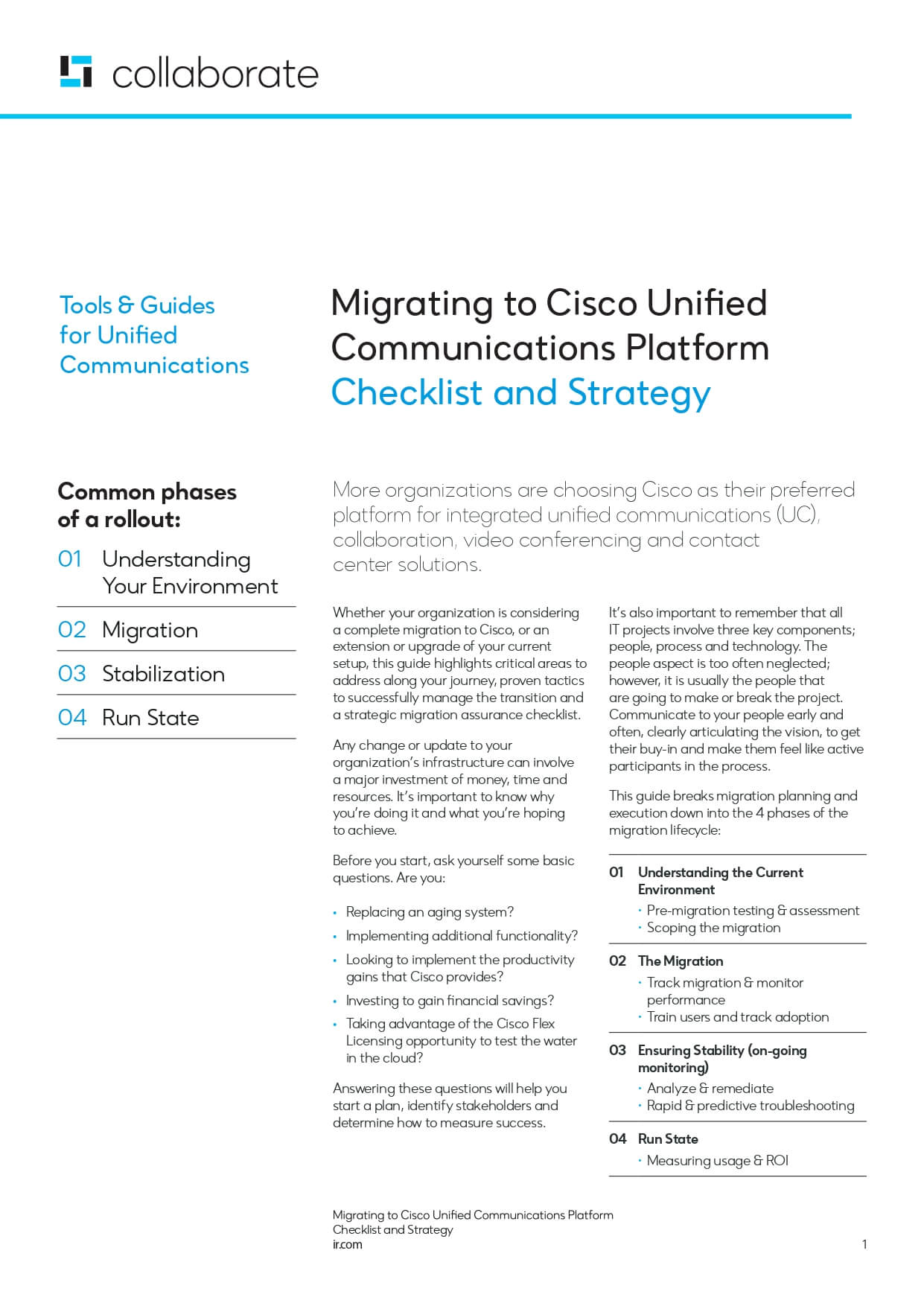 Cisco Communications Checklist