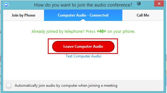 Leave computer audio